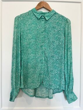 Atelier Reve Puffed sleeve Cottagecore Button Down Shirt Paisley Print Size 36
